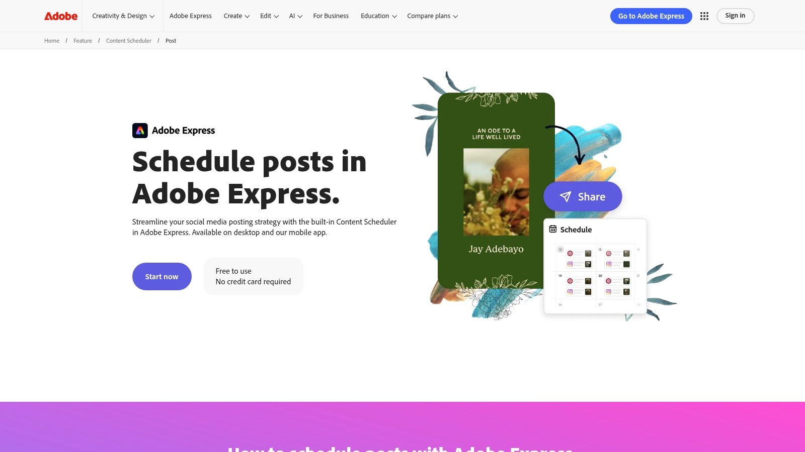 Adobe Express (Content Scheduler + Firefly AI)