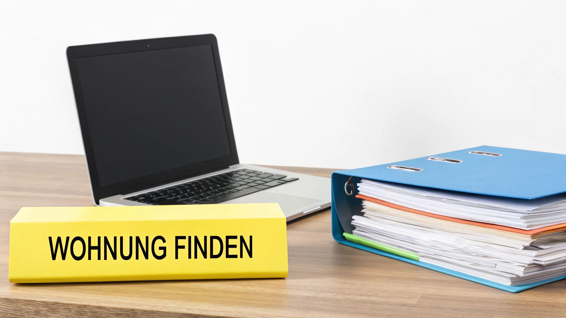 Eine Person überprüft ihre Unterlagen für die Wohnungssuche in Berlin.