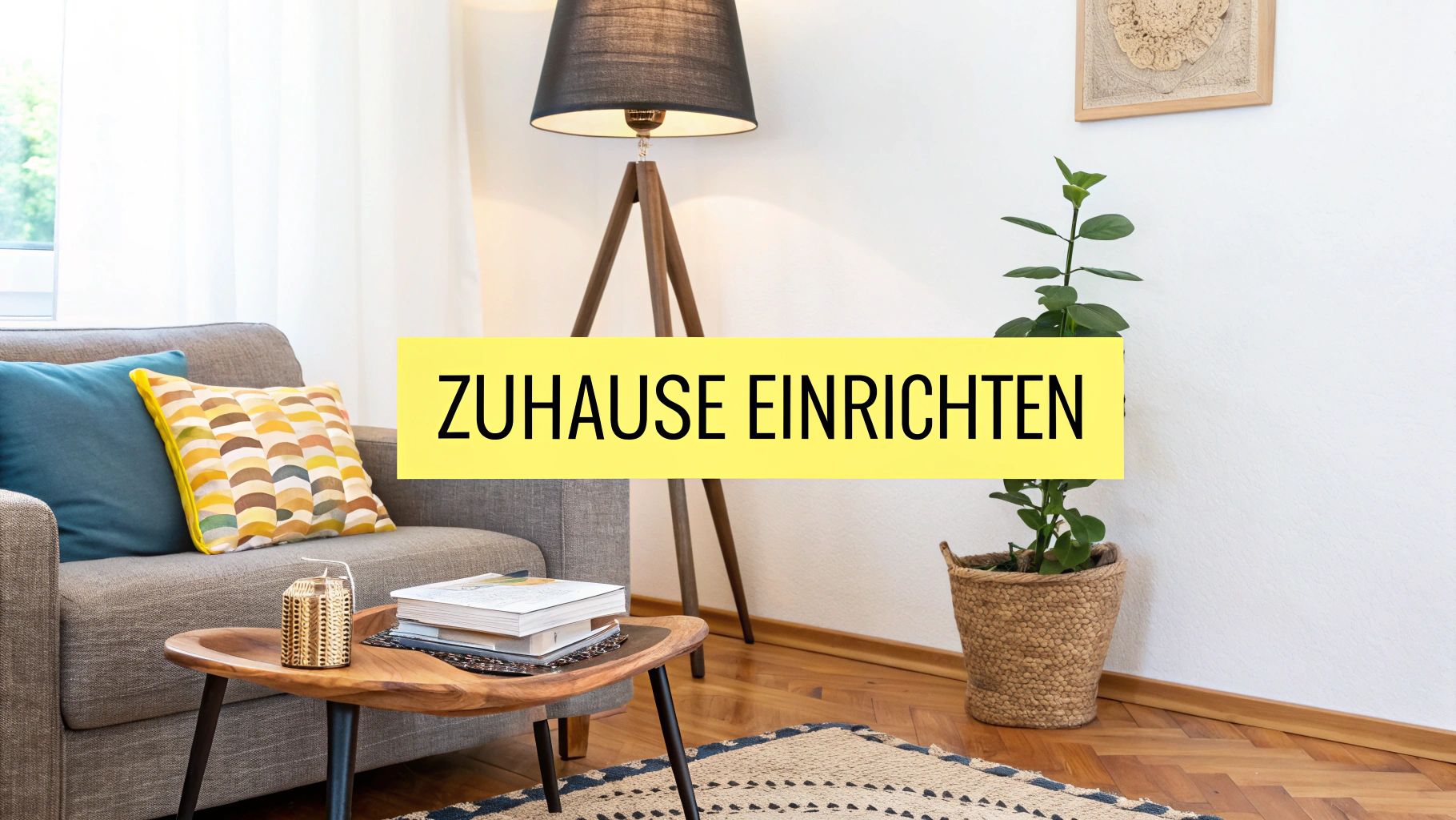 Eine modern eingerichtete Wohnung mit einem gemütlichen Sofa, Zimmerpflanzen und stilvoller Dekoration.