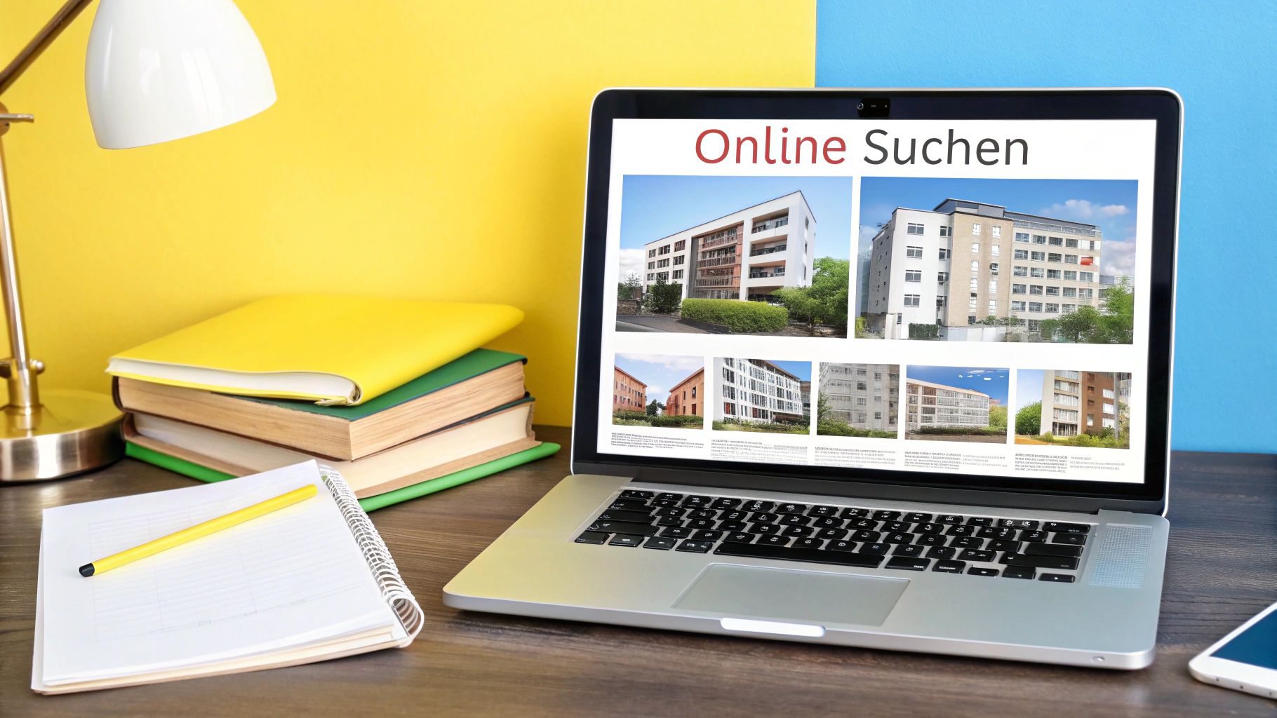 Eine Person blickt über den Tellerrand auf eine städtische Landschaft in Berlin, symbolisch für die Wohnungssuche jenseits der großen Portale.