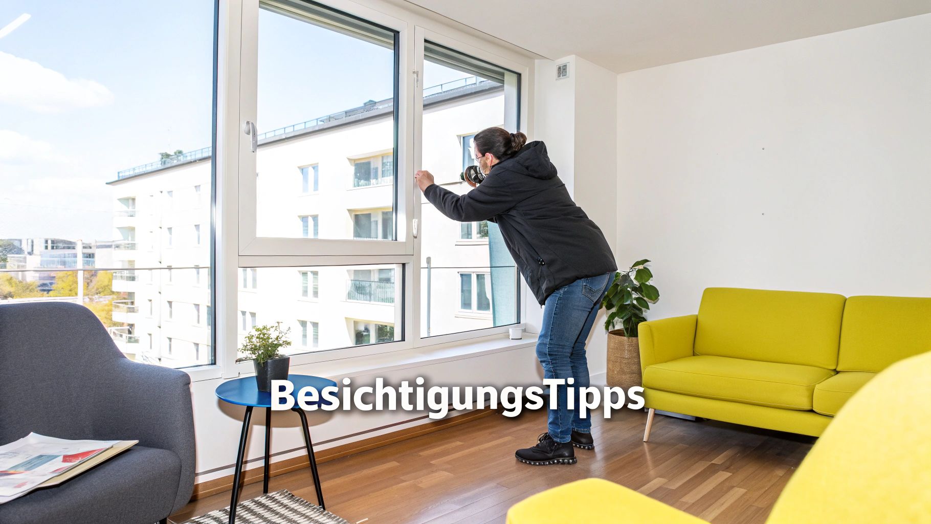 Eine Person inspiziert eine leere Wohnung und symbolisiert die Wohnungsbesichtigung in Berlin.