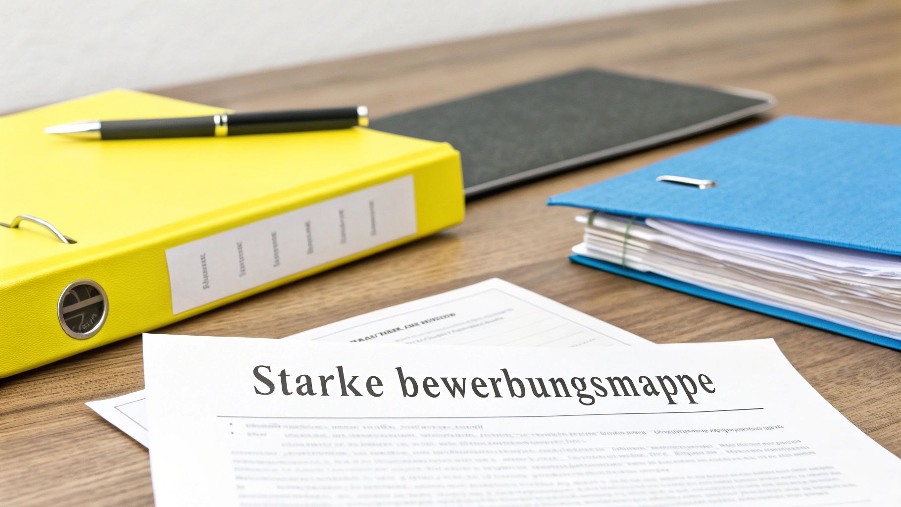 Person, die Bewerbungsunterlagen für eine Wohnung zusammenstellt