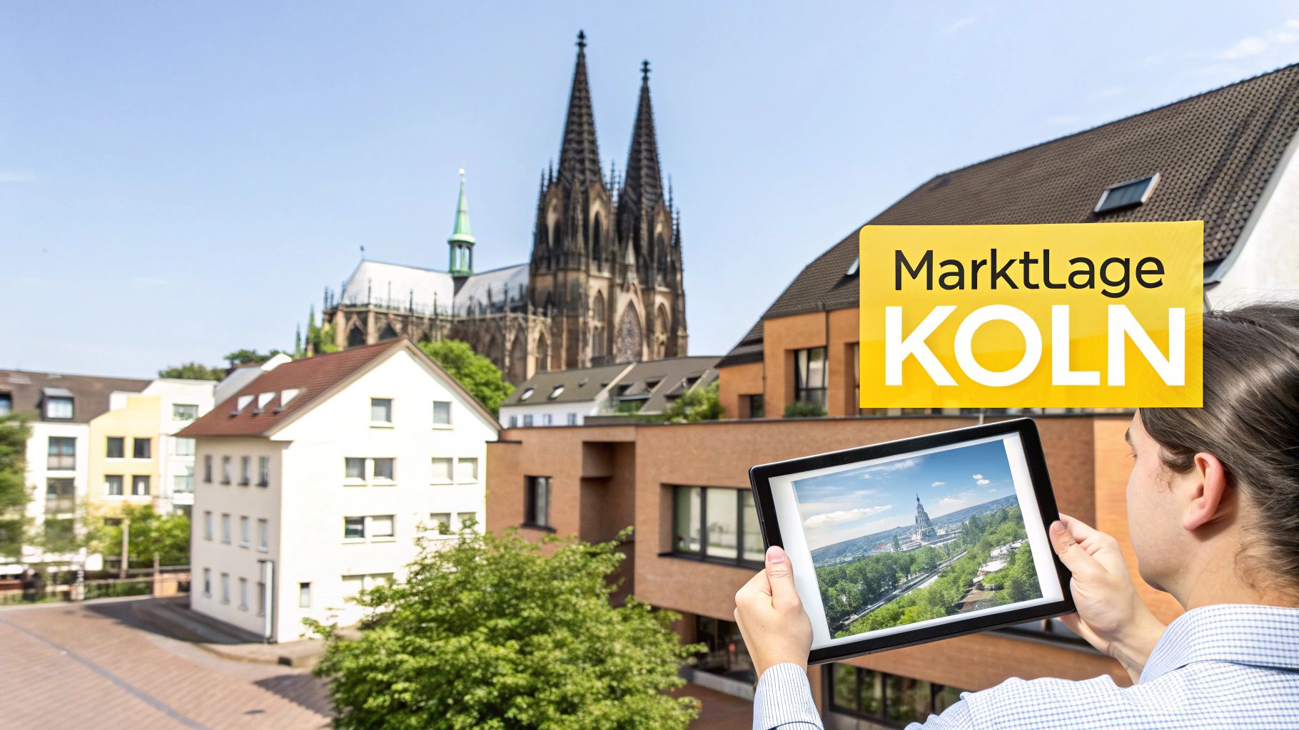 Blick auf den Kölner Dom und die Dächer der Stadt