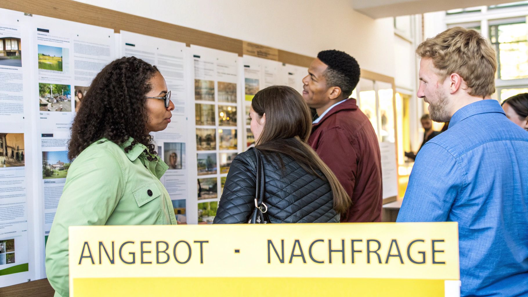 Lange Schlange von Menschen, die für eine Wohnungsbesichtigung in Köln anstehen
