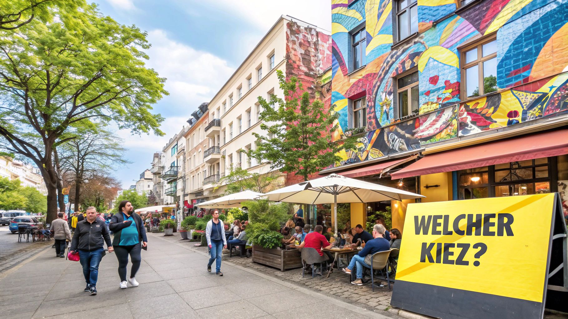 Berlin neighborhood map with various districts highlighted