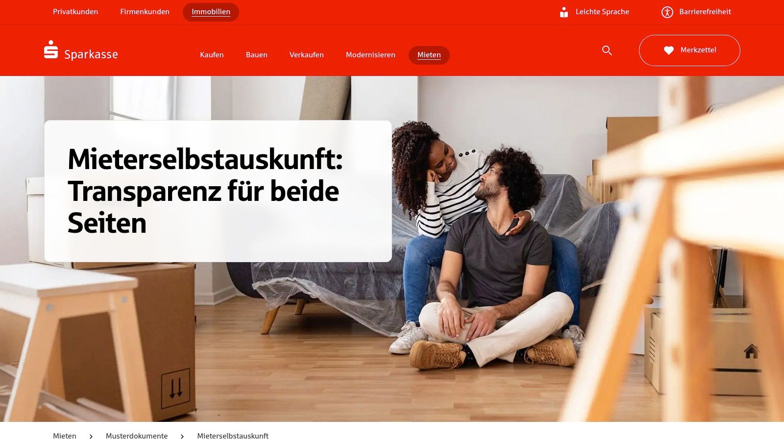 Sparkassen-Immobilien – Mieterselbstauskunft