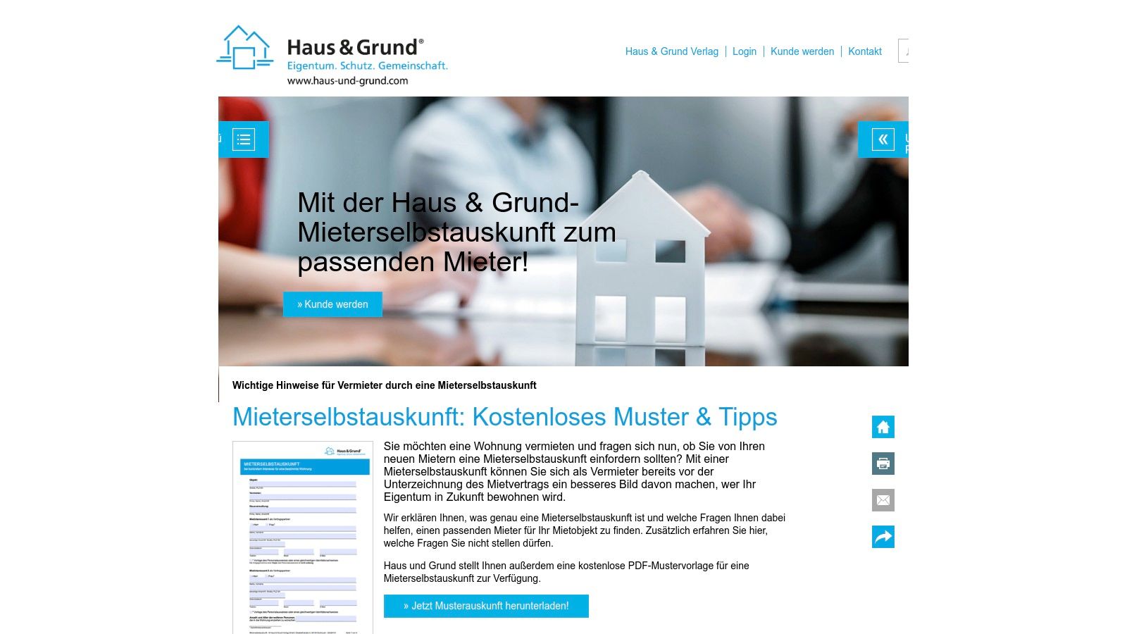 Haus & Grund – Mieterselbstauskunft