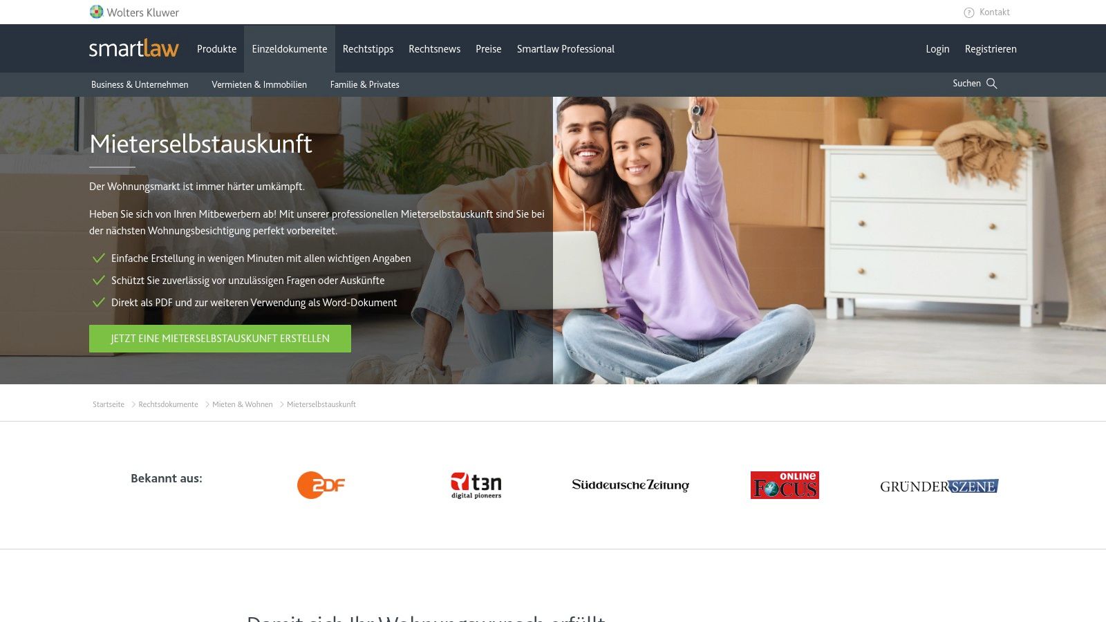 Smartlaw – Mieterselbstauskunft