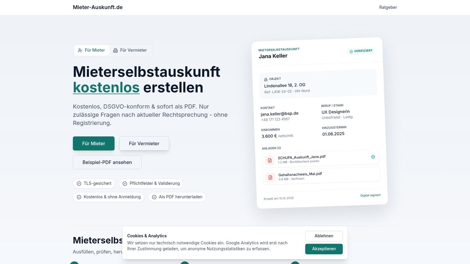 Mieter‑Auskunft.de – Mieterselbstauskunft online