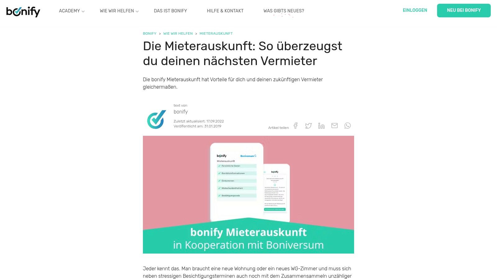 bonify – Mieterauskunft