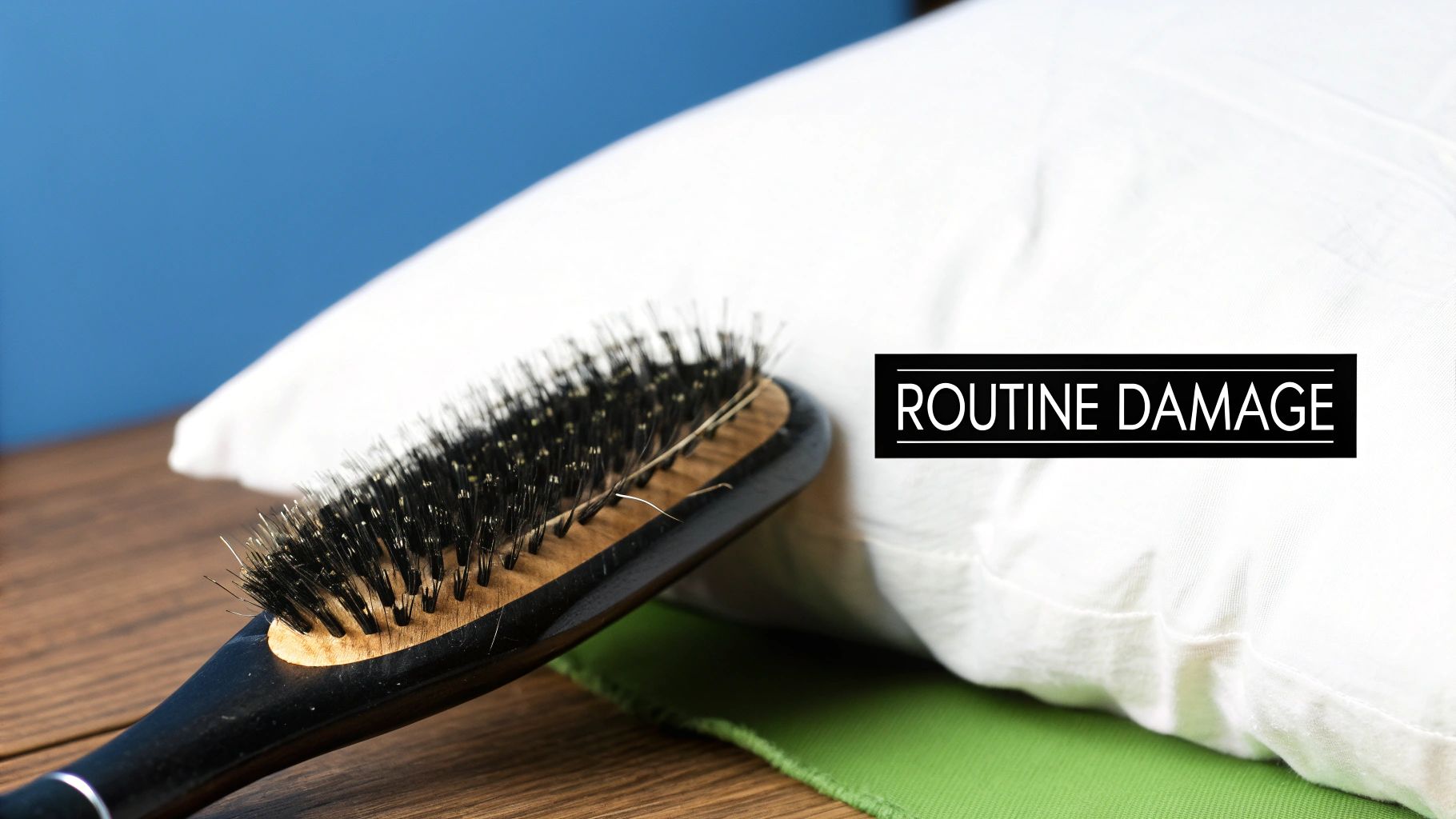 Woman using a hairdryer on her long, straight hair