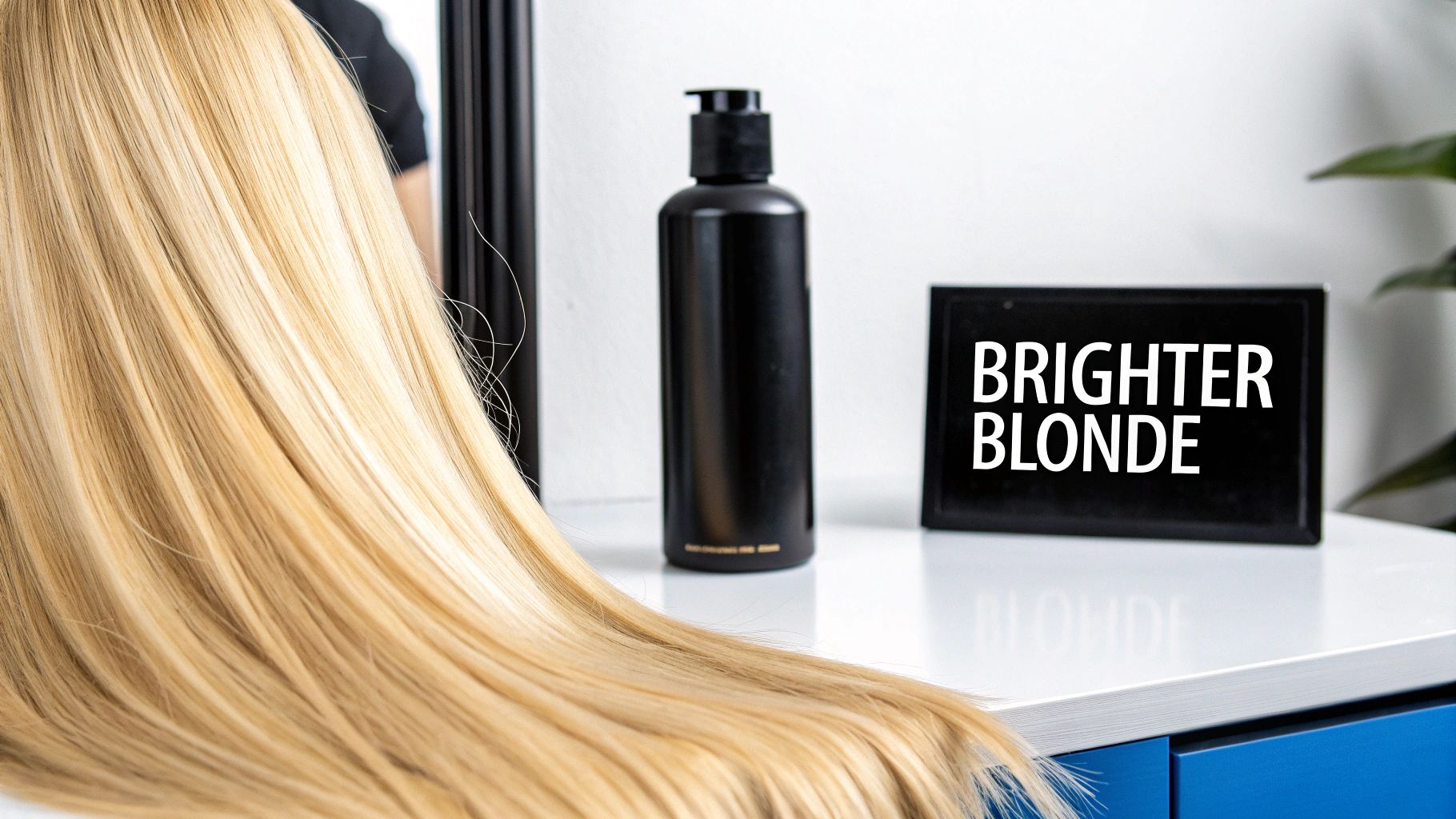 Blonde hair being washed with purple shampoo