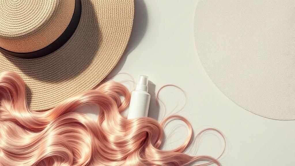 Woman with vibrant, healthy colour treated hair holding a product bottle