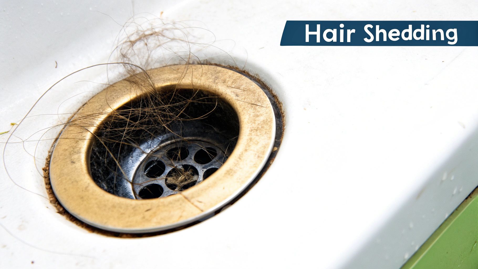 A person's hands running through their long, healthy brown hair, demonstrating hair health.