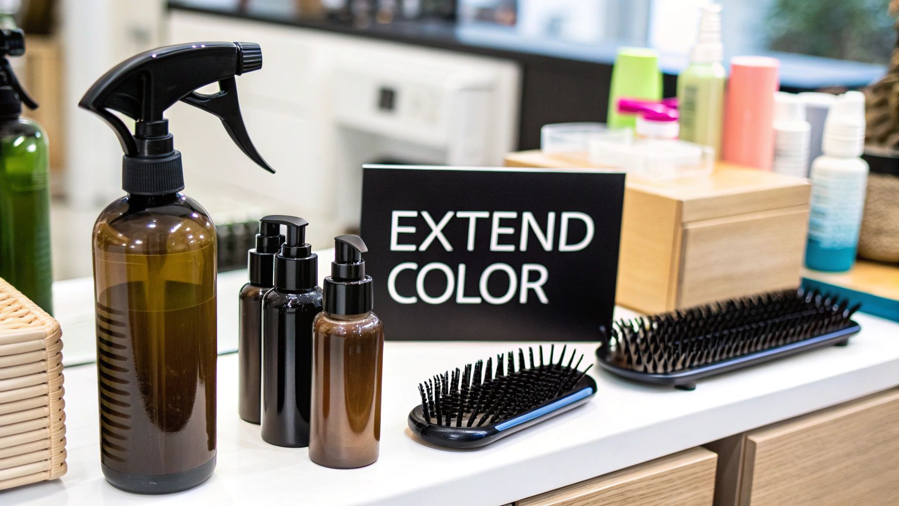 A group of friends with colourful hair laughing together in Australia.