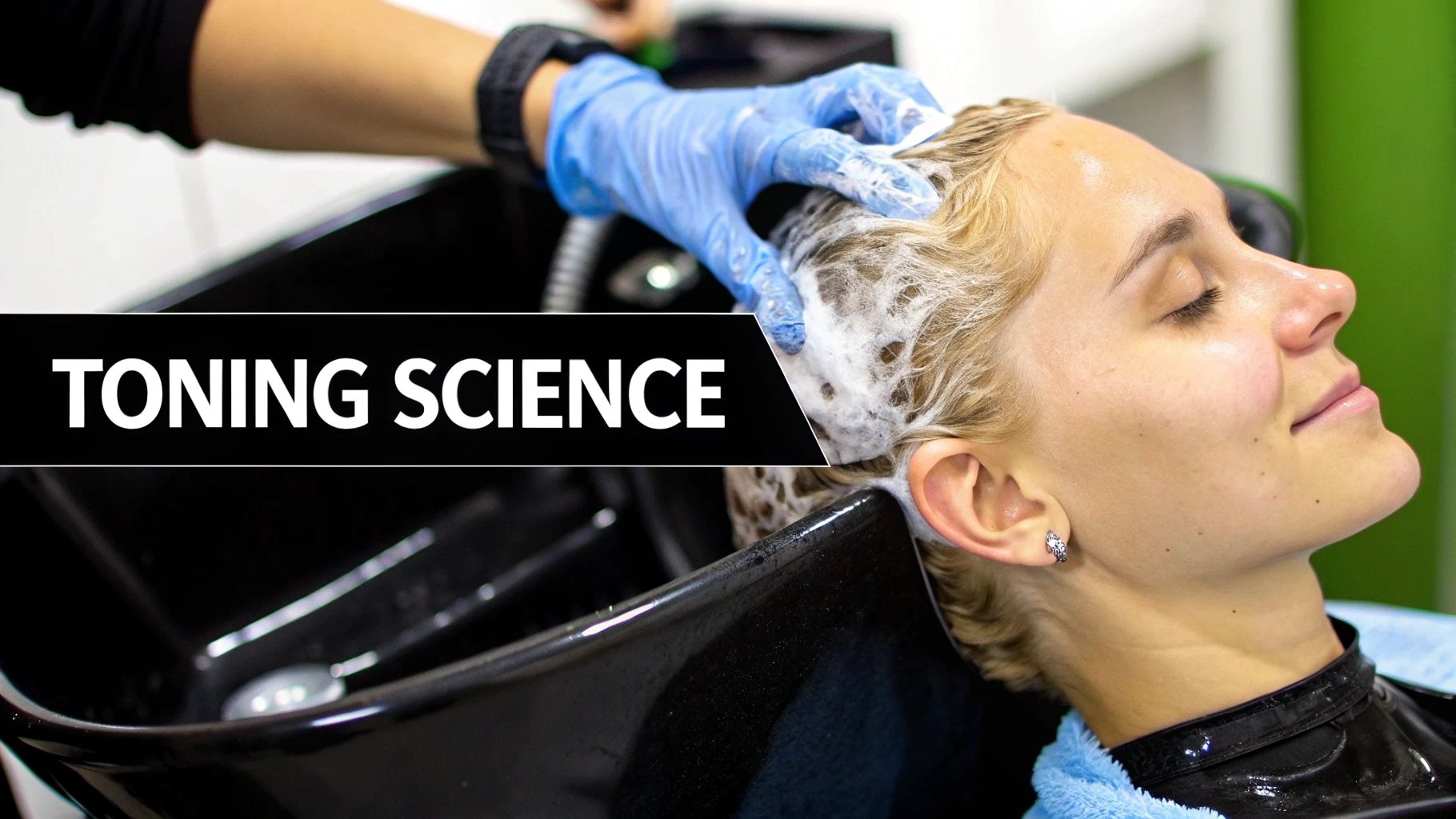 A close-up of a high-quality purple shampoo formula in a bottle