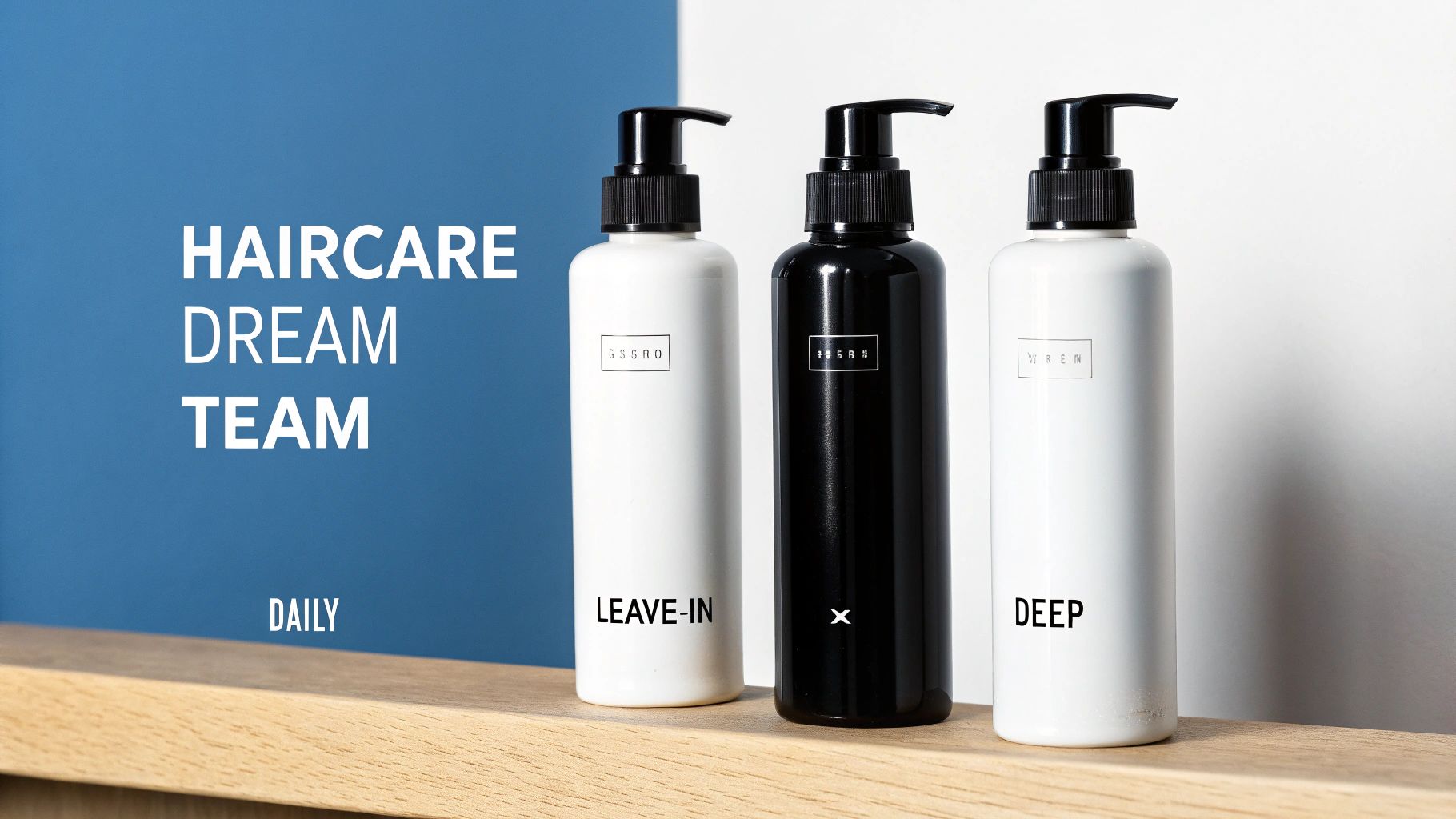 A selection of our beautiful conditioner bottles arranged artfully.