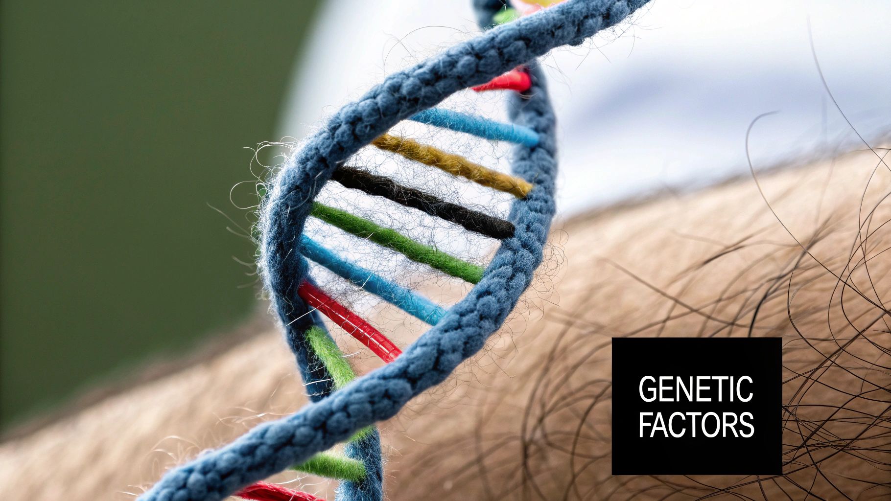 Woman looking at her reflection in the mirror, touching her hair.