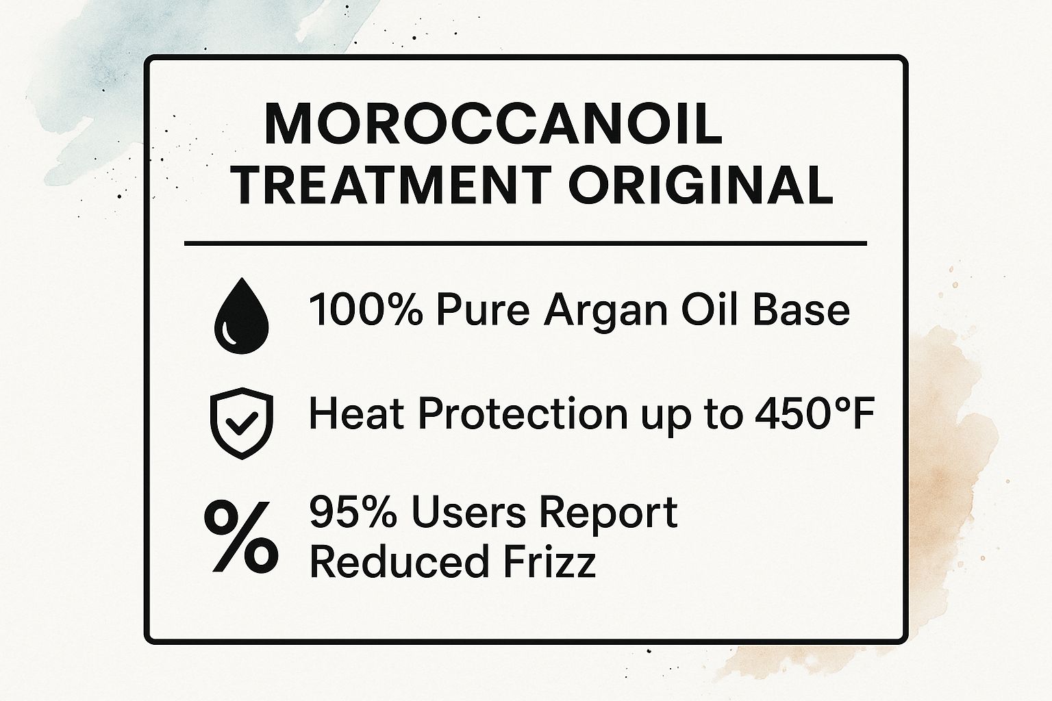 Infographic showing key data about Moroccanoil Treatment Original - Best Overall Anti-Frizz Serum