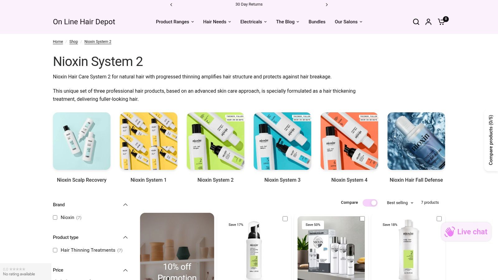 Nioxin System 2 collection available at On Line Hair Depot