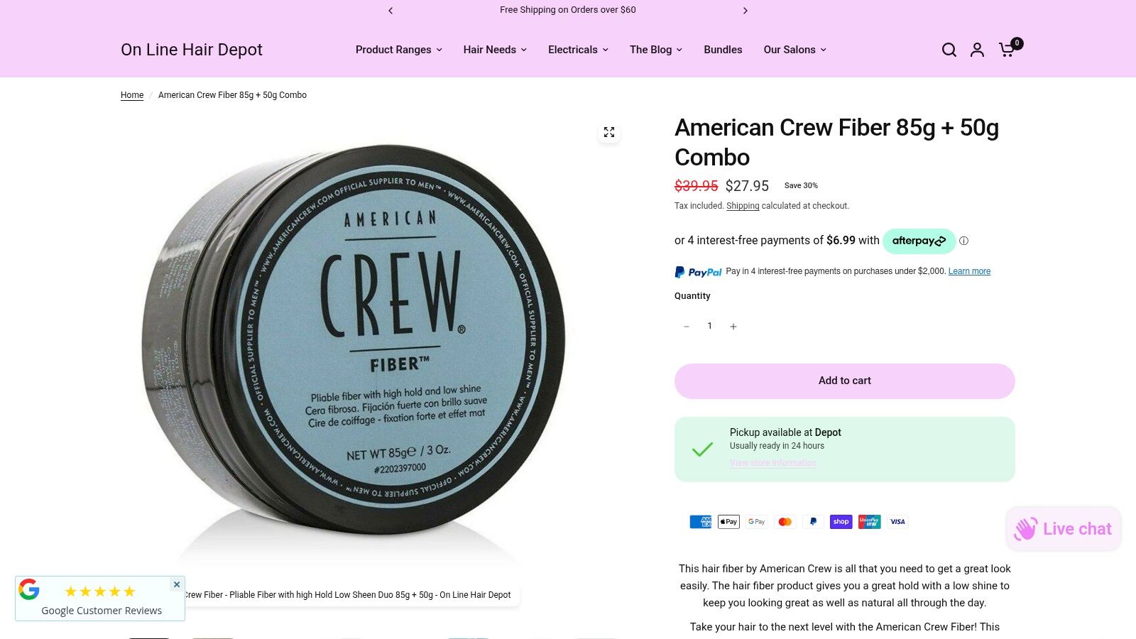 American Crew Fiber 85g + 50g Combo — On Line Hair Depot