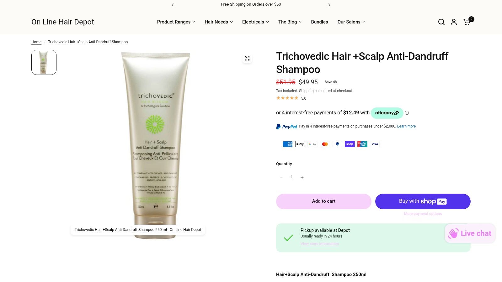 Products - Trichovedic Hair Scalp Anti Dandruff Shampoo 250 Ml