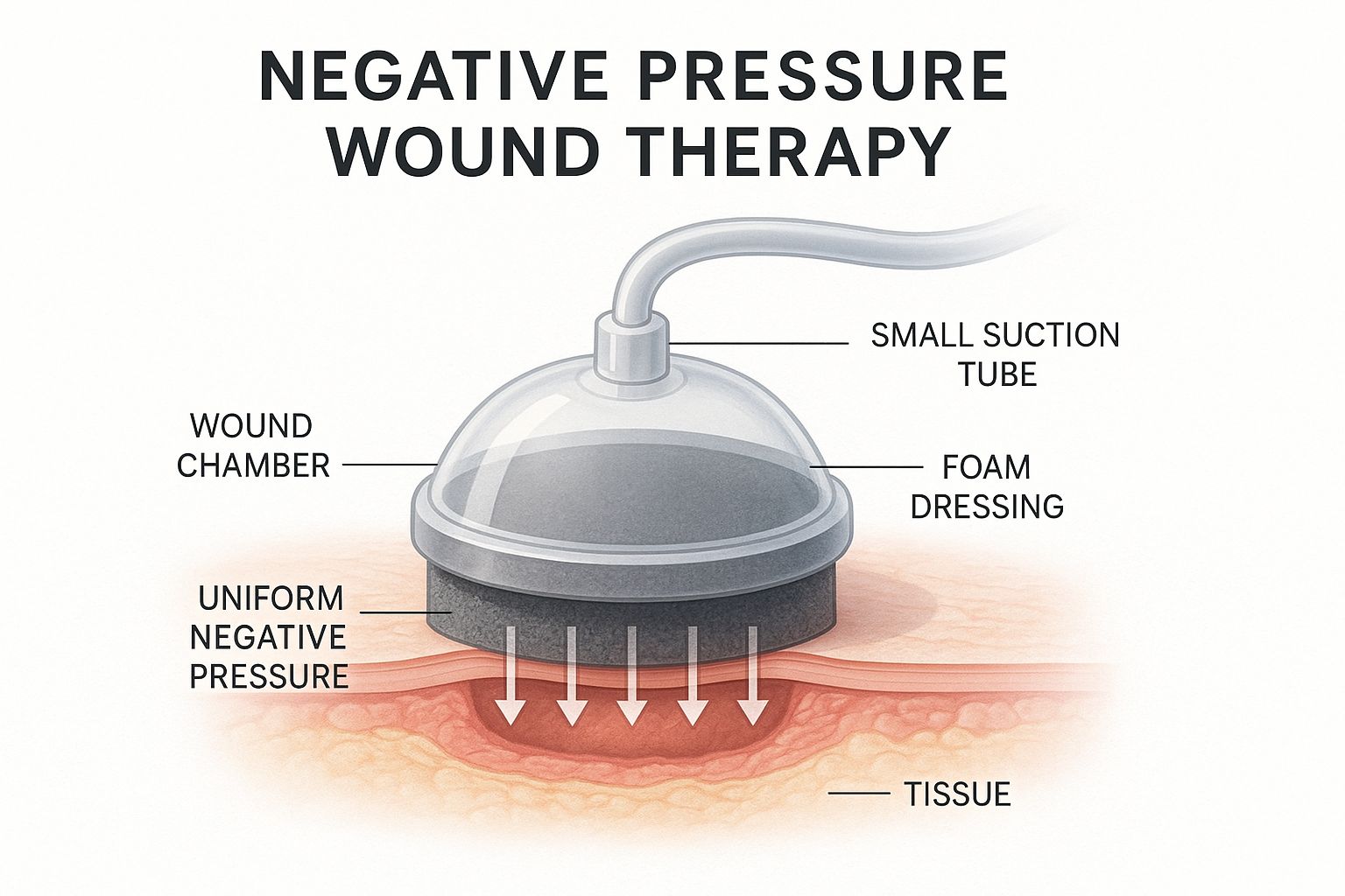 Infographic about how does negative pressure wound therapy work