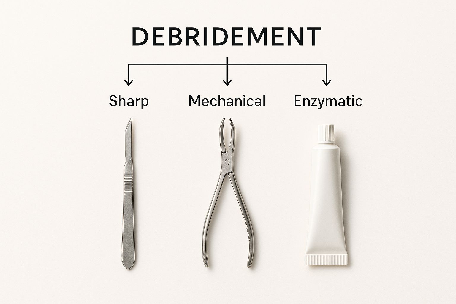Infographic about wound debridement procedure