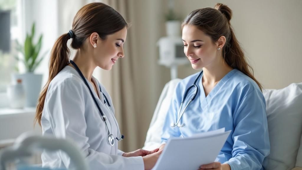 Healthcare worker helping patient
