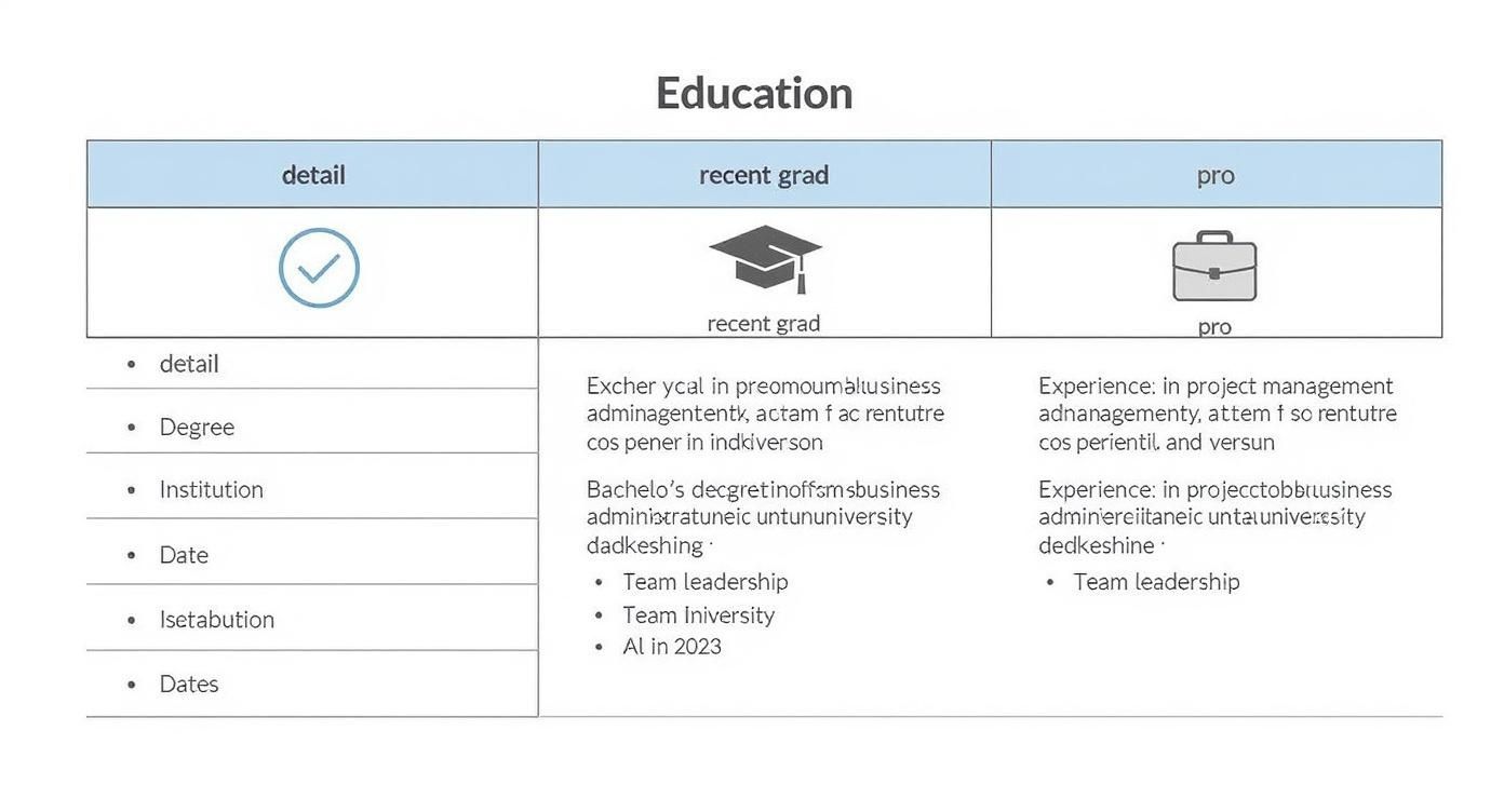 Infographic about how to list education on resume