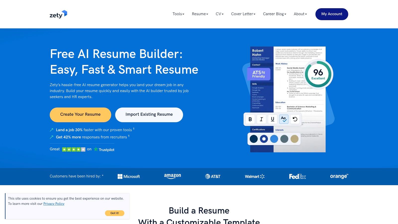 Zety – Freemium AI resume builder