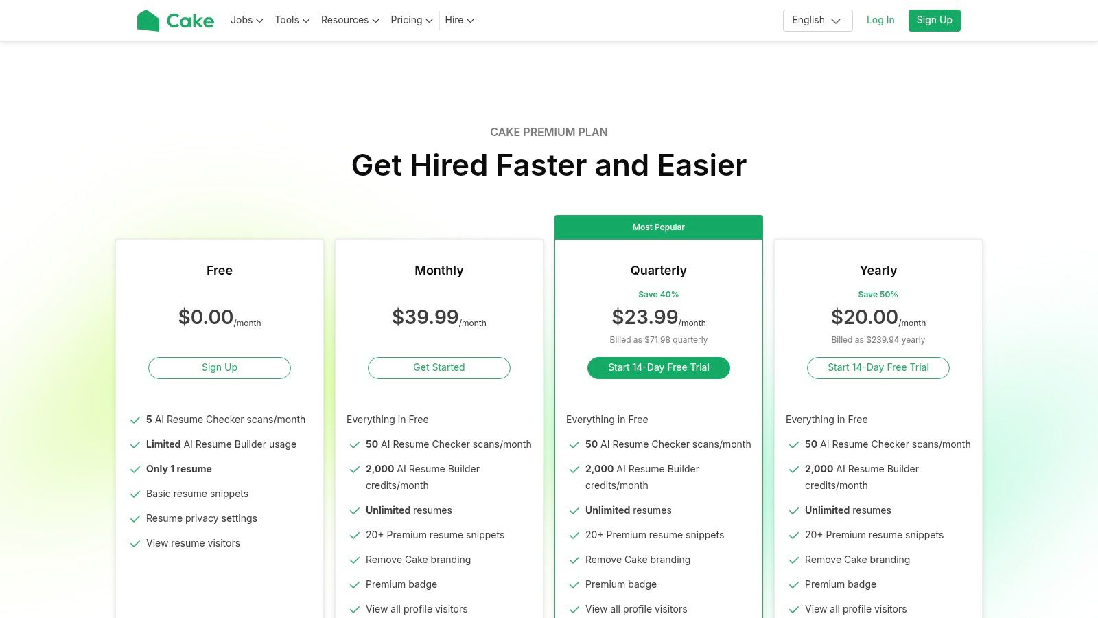 Cake (formerly CakeResume) – Free builder with PDF export