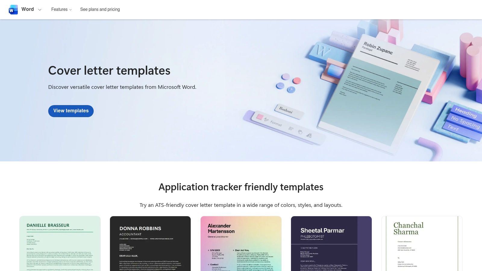 Microsoft Word (Microsoft Create + Word online templates)