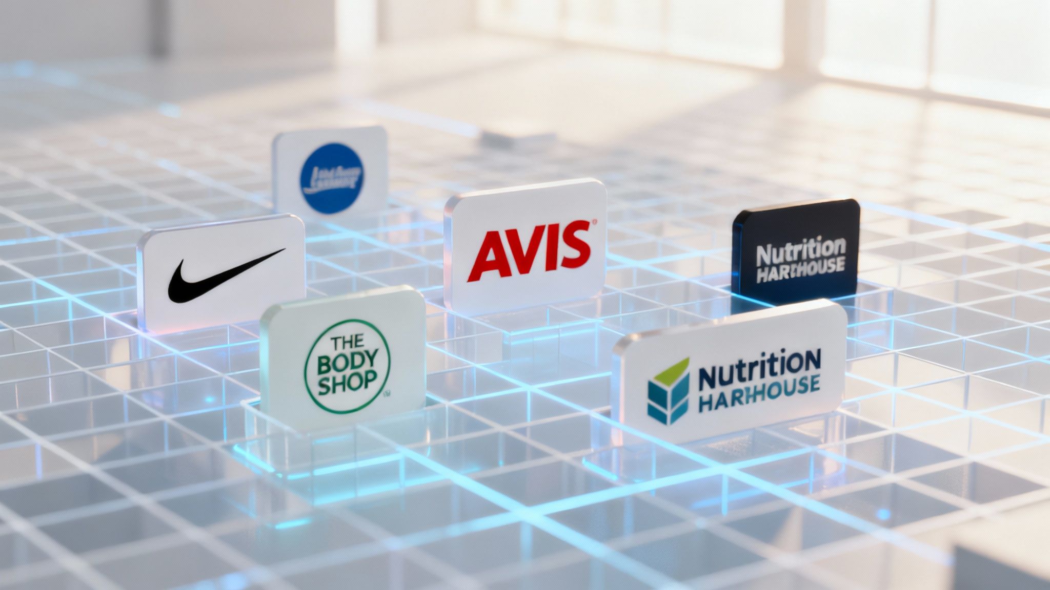 A collage of popular brand logos available on the Commission Factory affiliate network, showcasing variety and potential