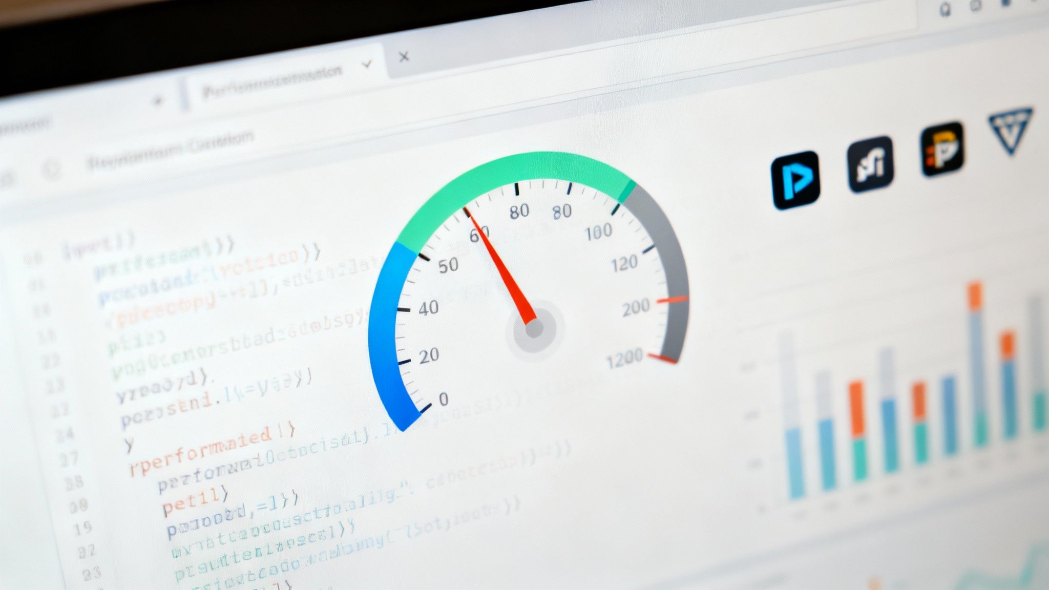 A speedometer graphic illustrating the impact of website speed on SEO performance.