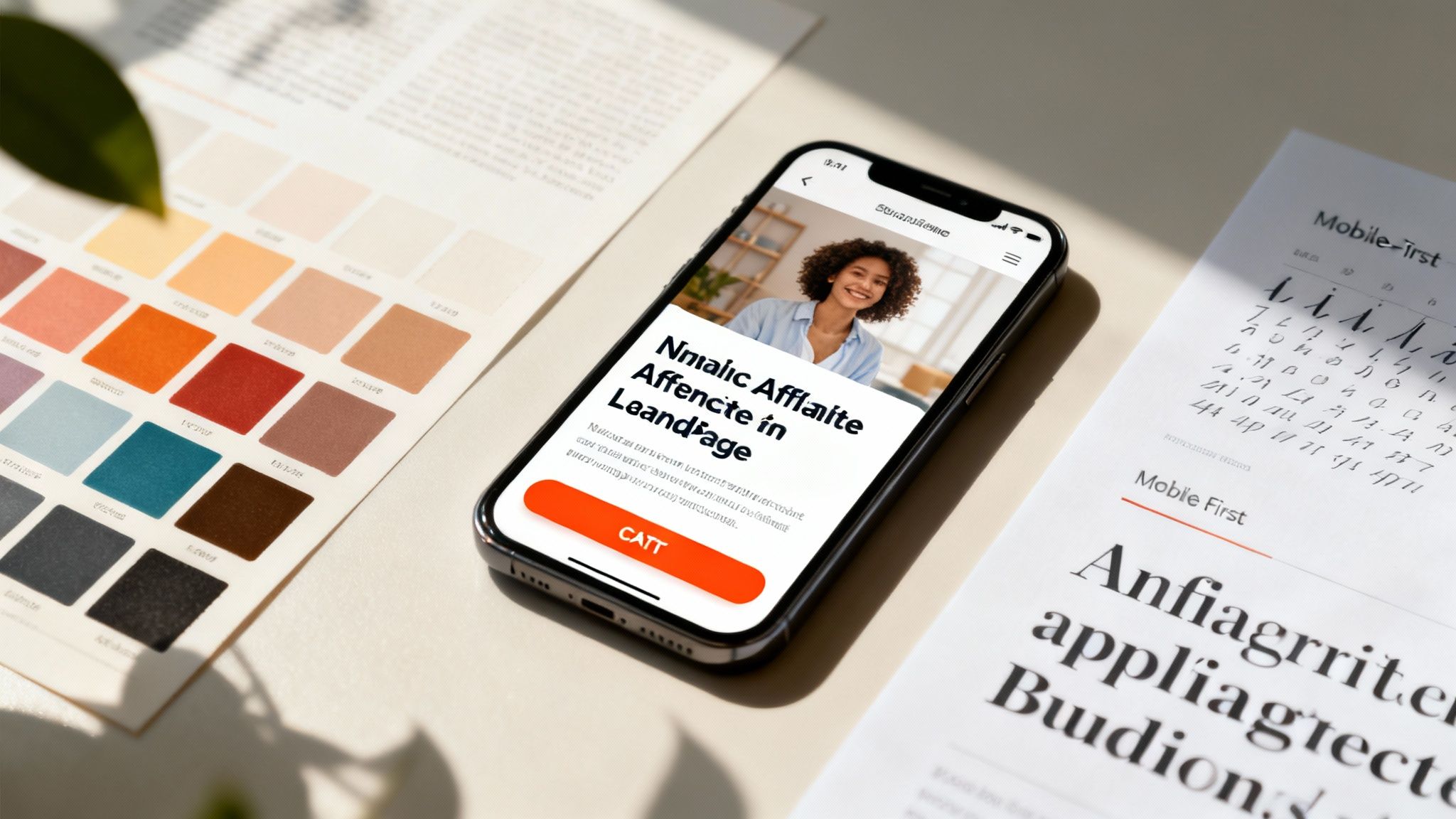 A visually appealing landing page design with a clear call-to-action button.