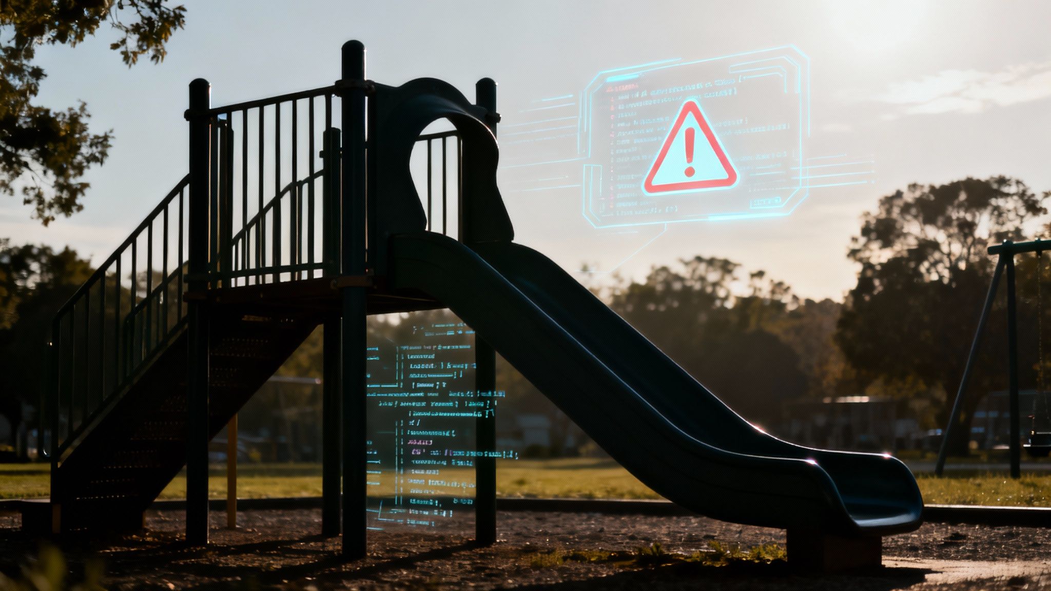 A darkened, abstract image representing the serious and hidden nature of online threats.