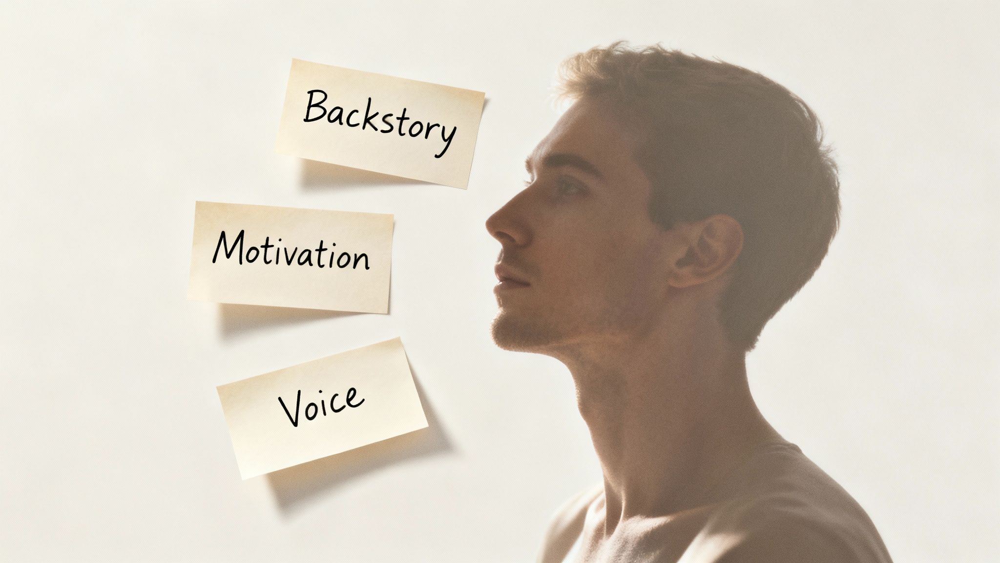 An artist sculpting a clay bust, symbolizing the careful and detailed process of crafting an AI character's identity.