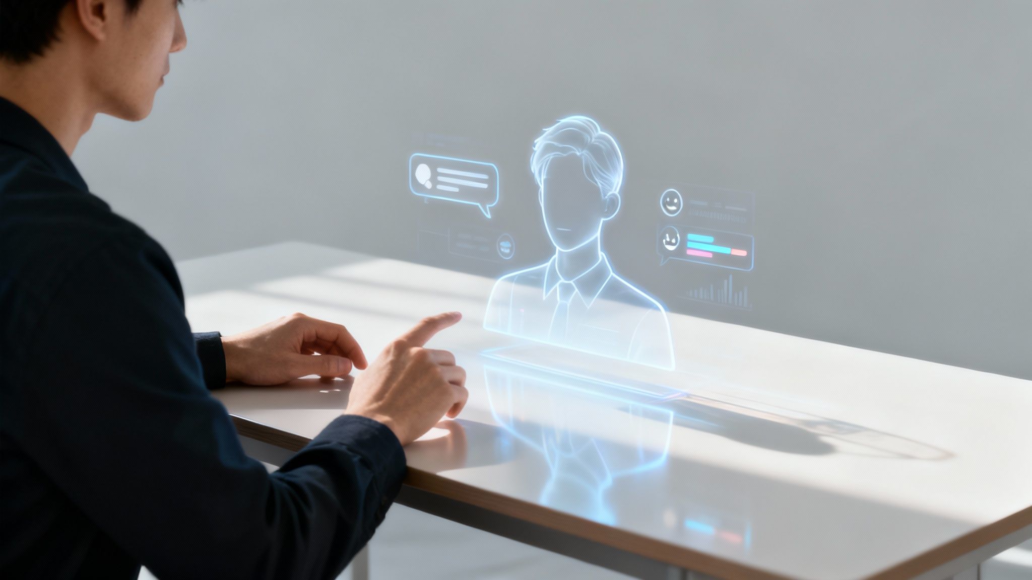 A futuristic cityscape with glowing digital avatars walking among people, symbolizing the integration of characters into digital worlds.