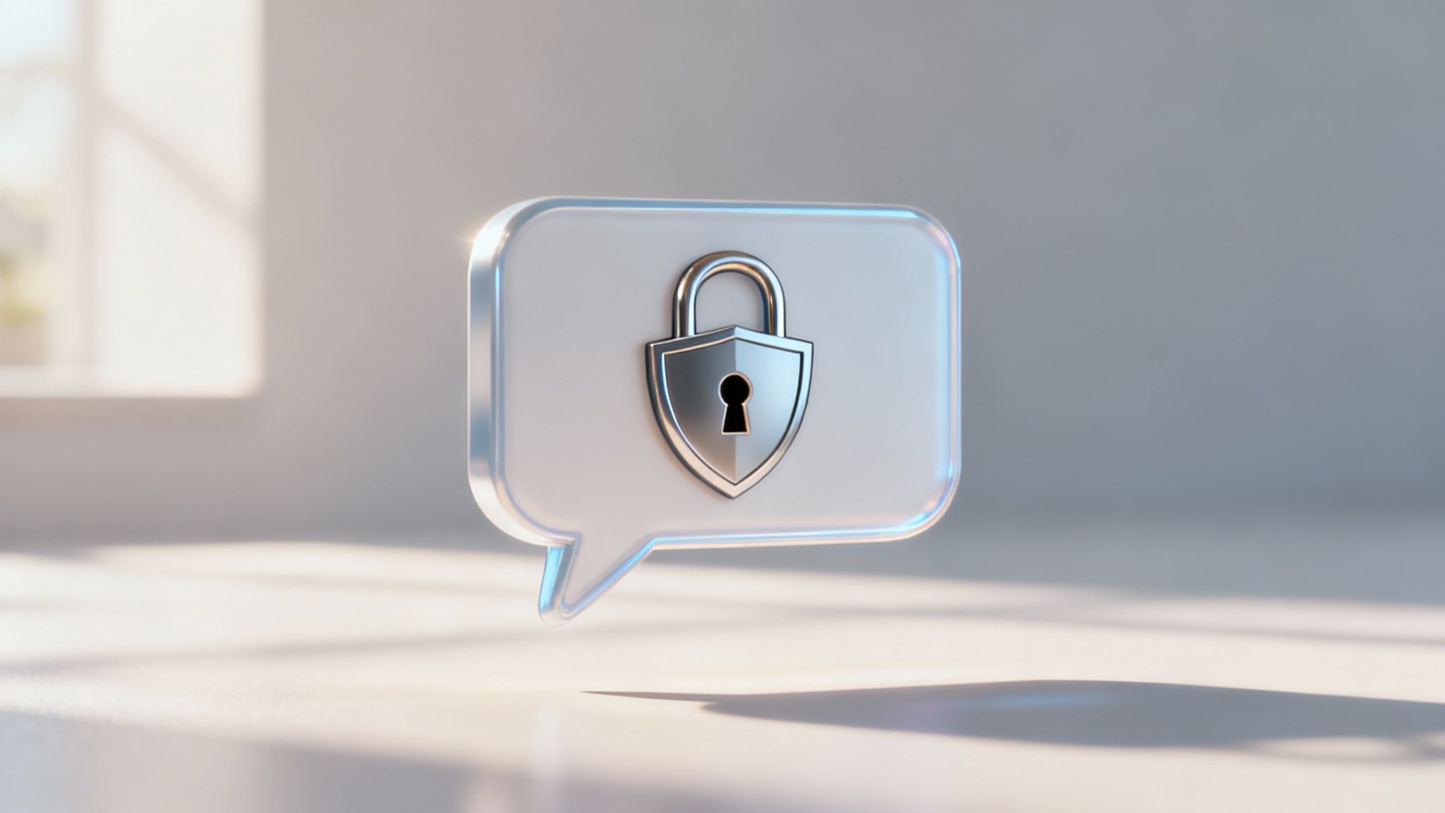 A padlock icon overlaid on a digital chat screen, symbolizing security and privacy in AI interactions.