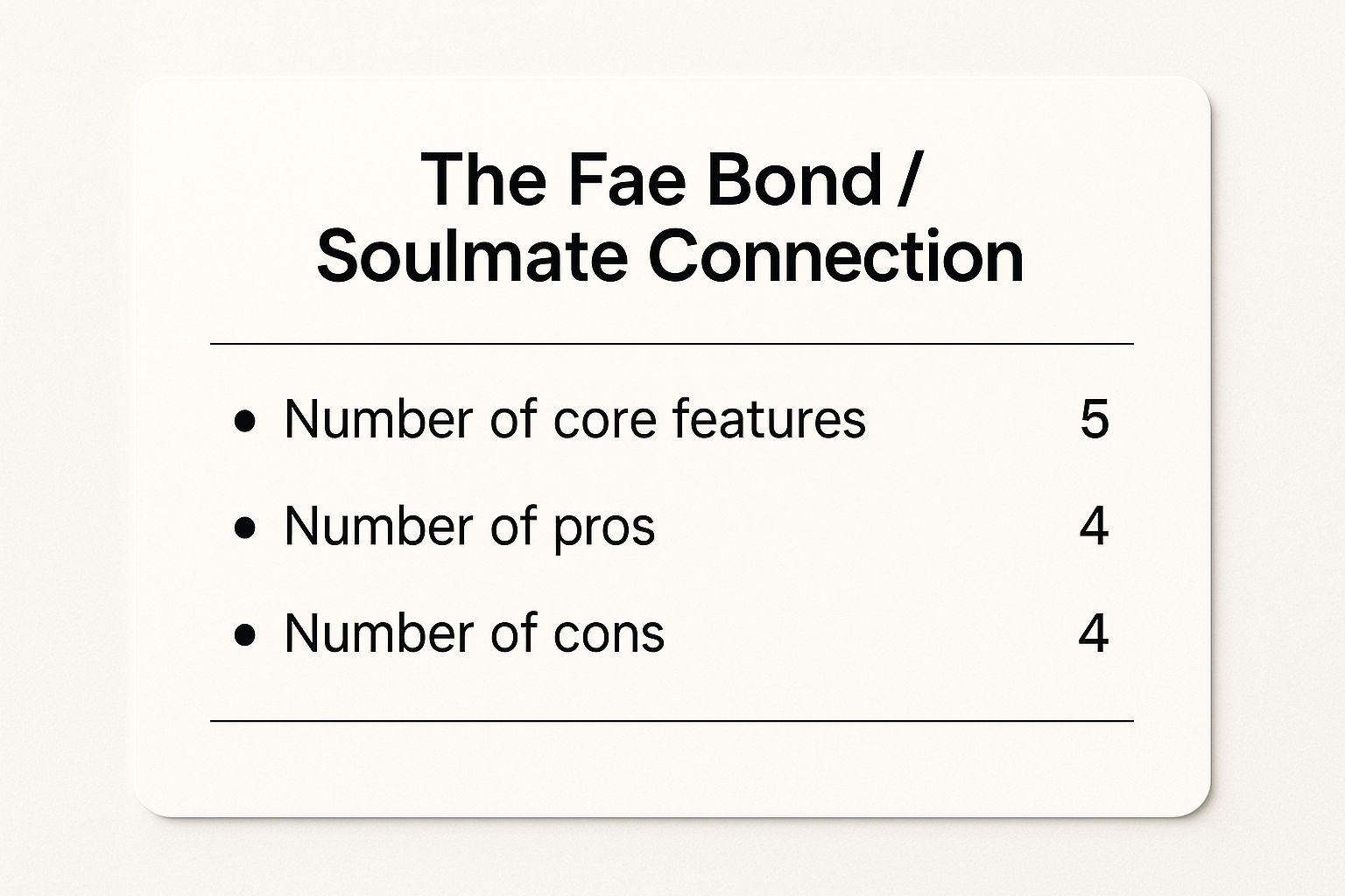 Infographic showing key data about The Fae Bond / Soulmate Connection