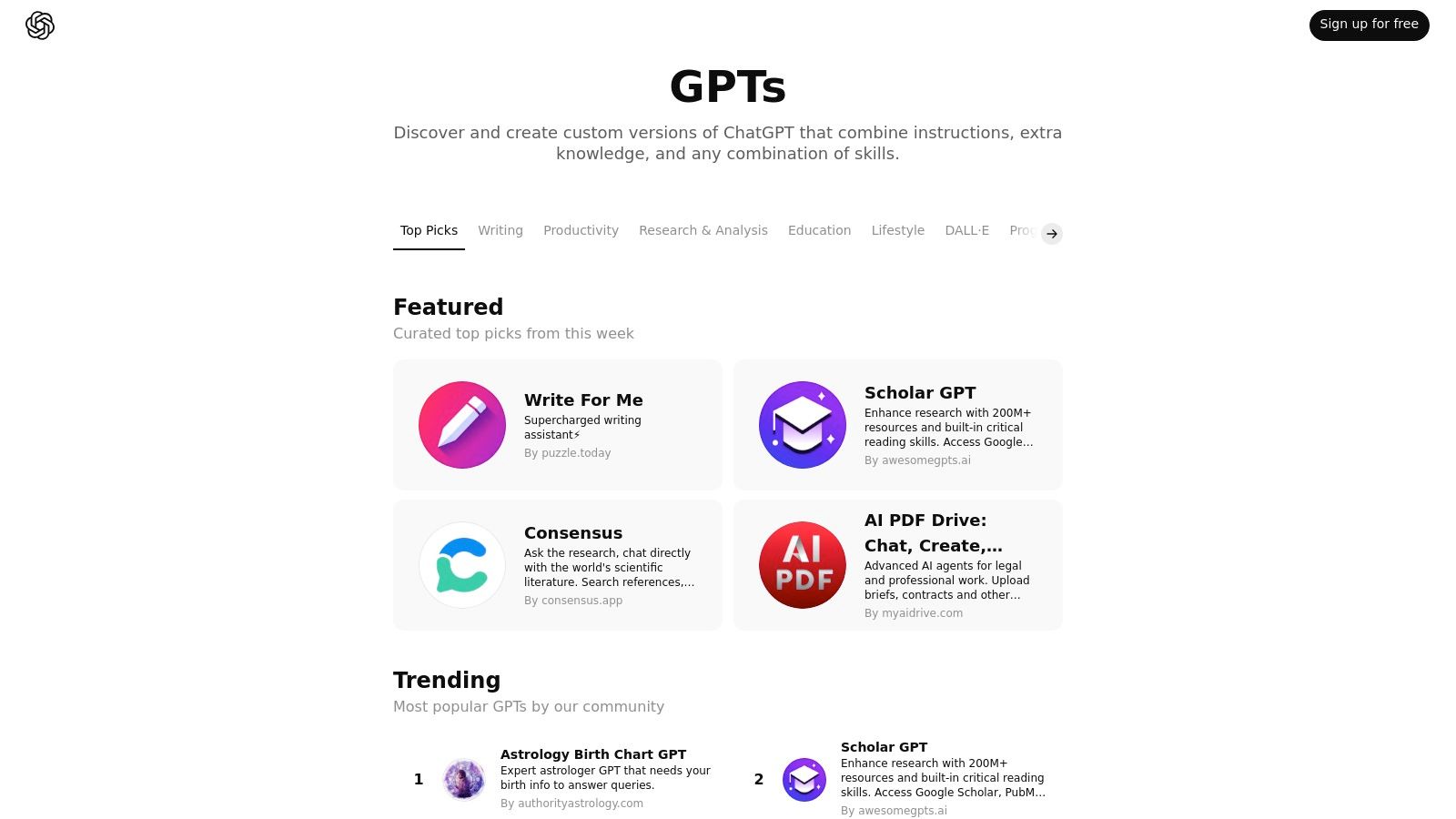 OpenAI ChatGPT (GPT Store)