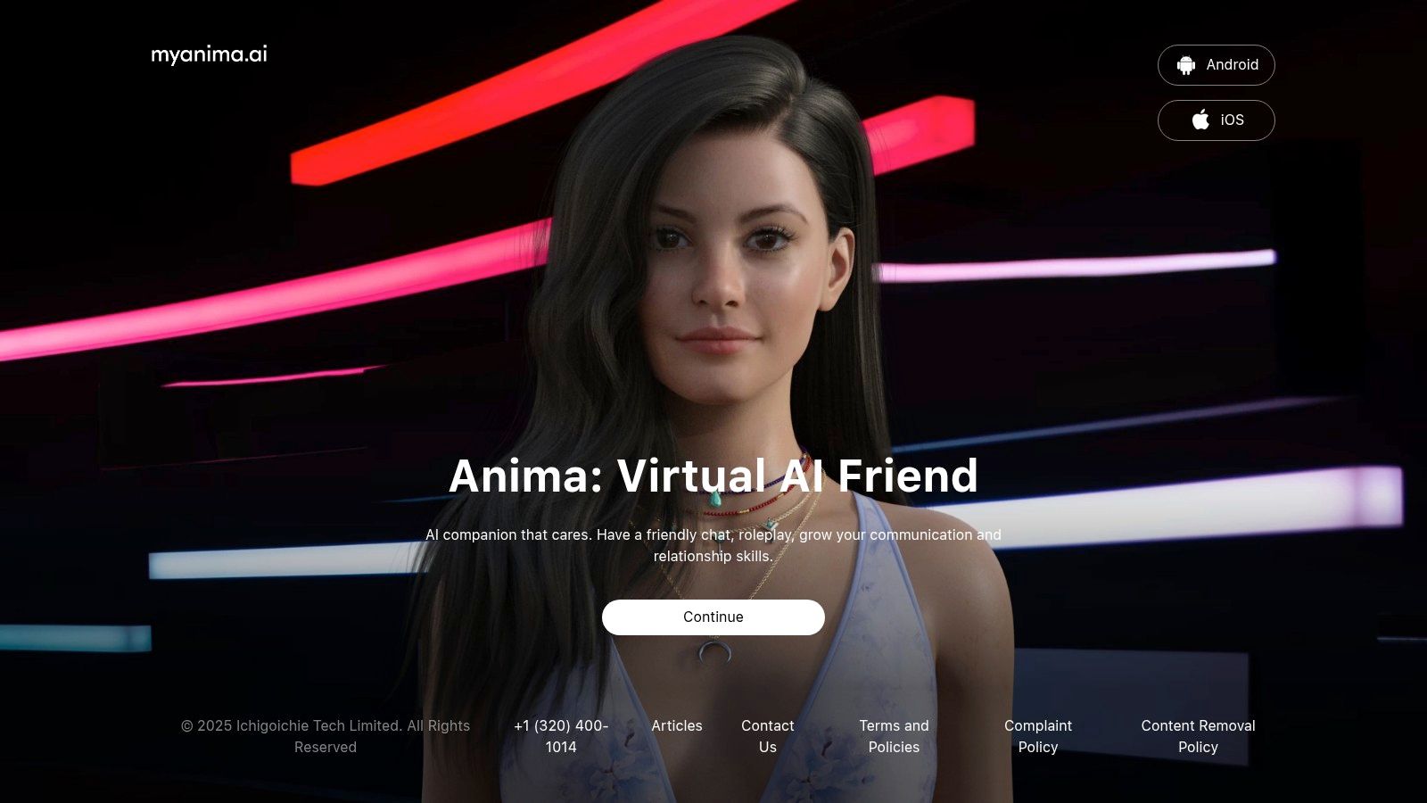 A screenshot of the MyAnima AI chat interface, showing a conversation with an AI boyfriend.