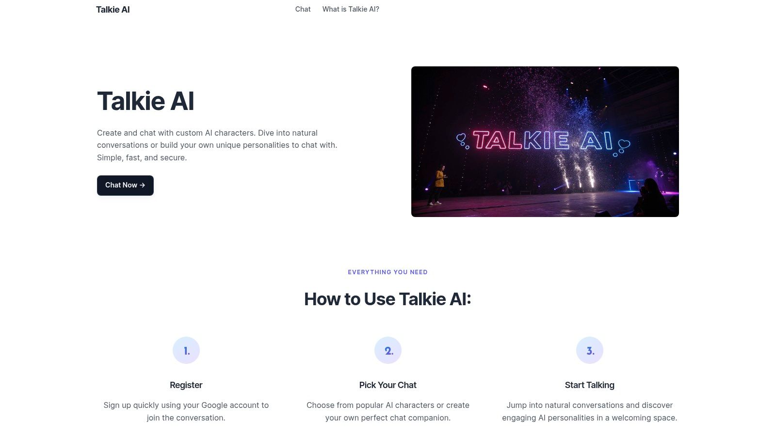 A screenshot of the Talkie interface showing various AI character cards, including potential AI boyfriends.
