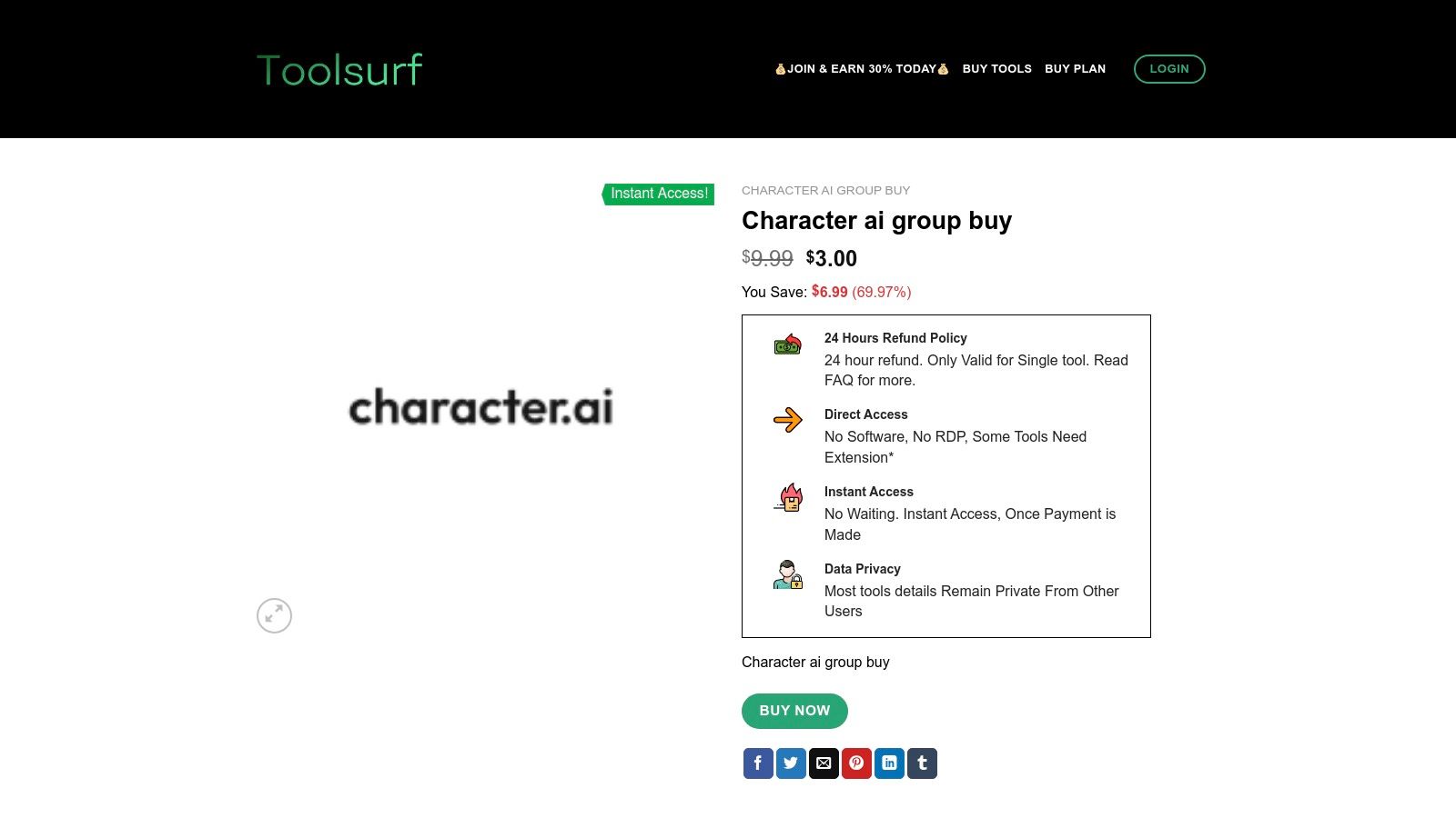 Toolsurf's Character.AI Group Buy