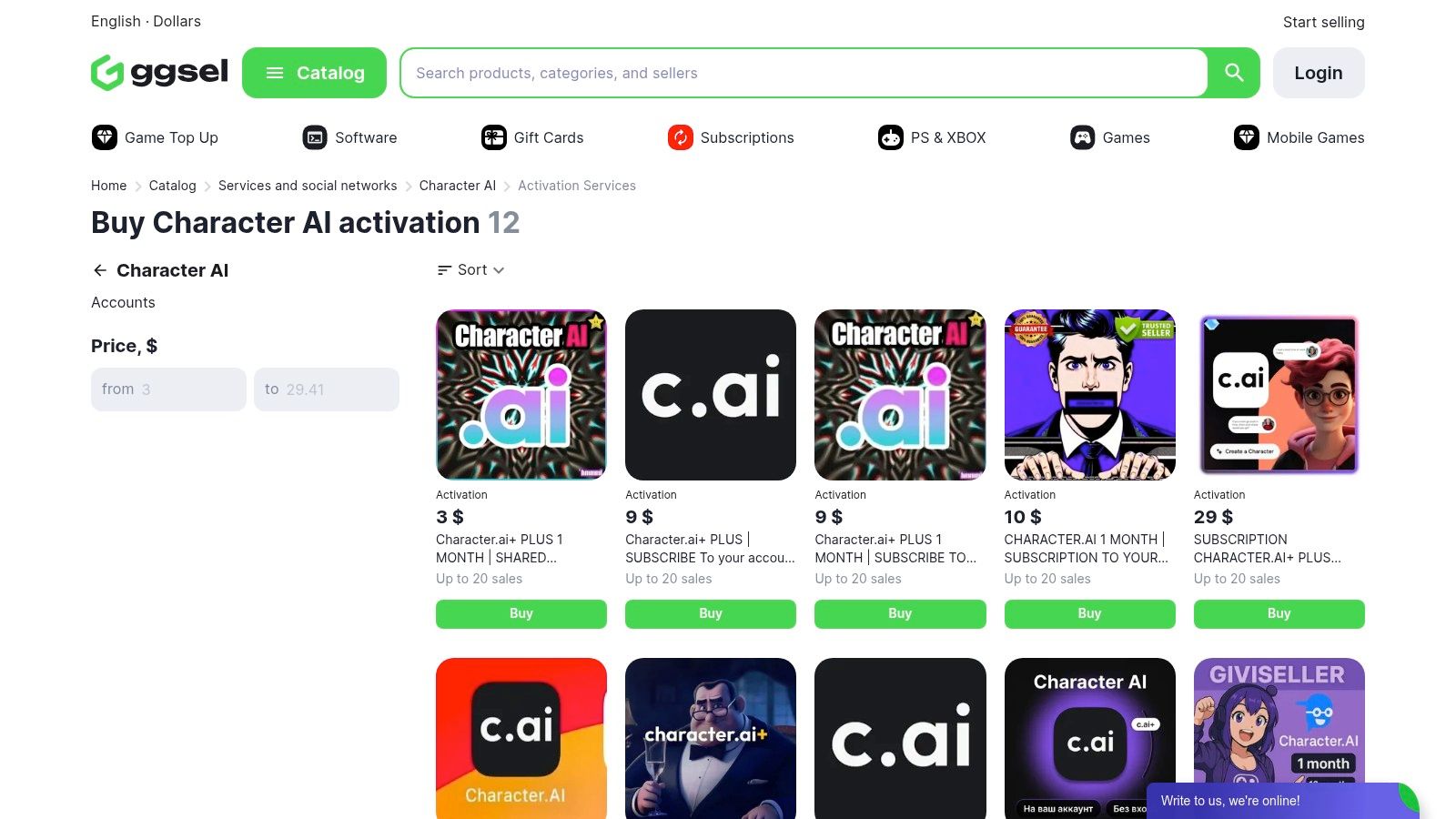 GGSel's Character.AI Activation Services
