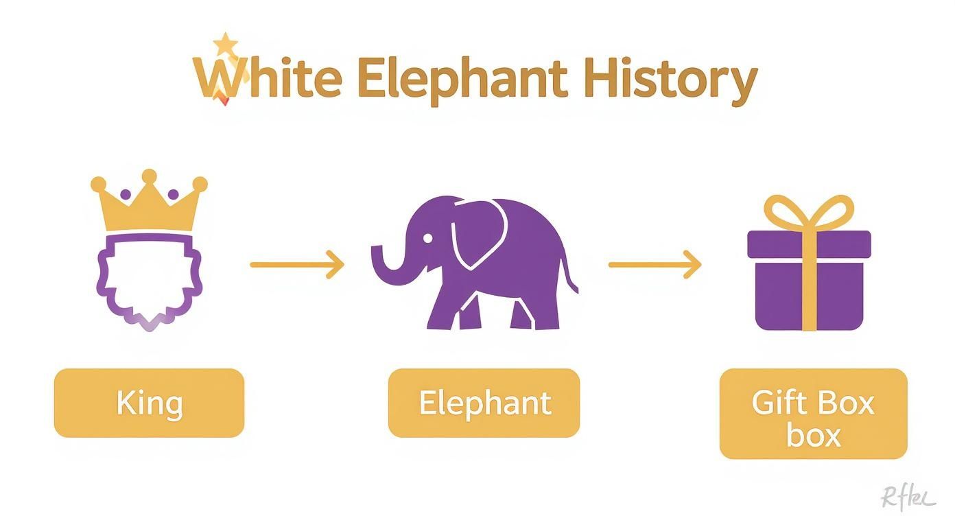 Infographic about what is white elephant gift exchange