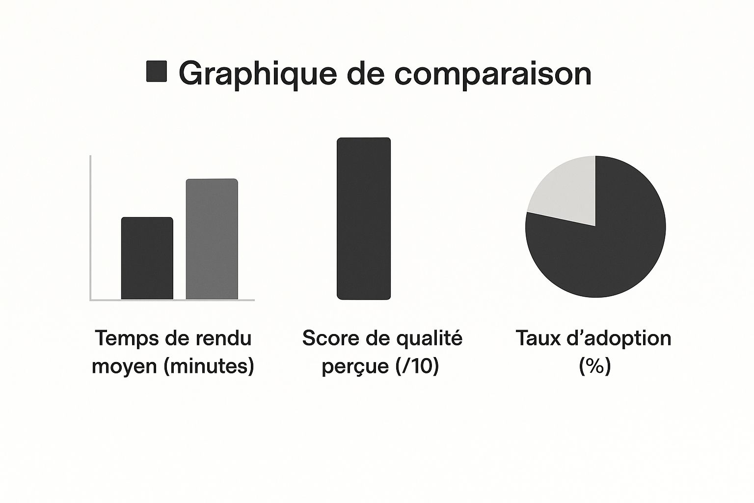 Infographique montrant les temps de rendu, la qualité perçue et le taux d'adoption pour la génération de vidéo par IA.
