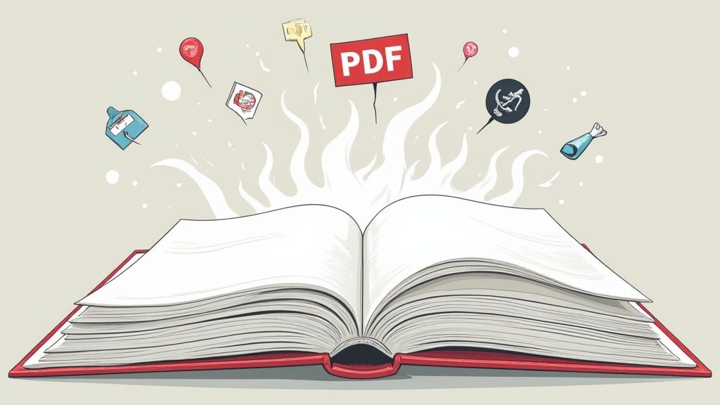 A professional reviewing a static document on a tablet, symbolizing the limitations of a PDF portfolio.
