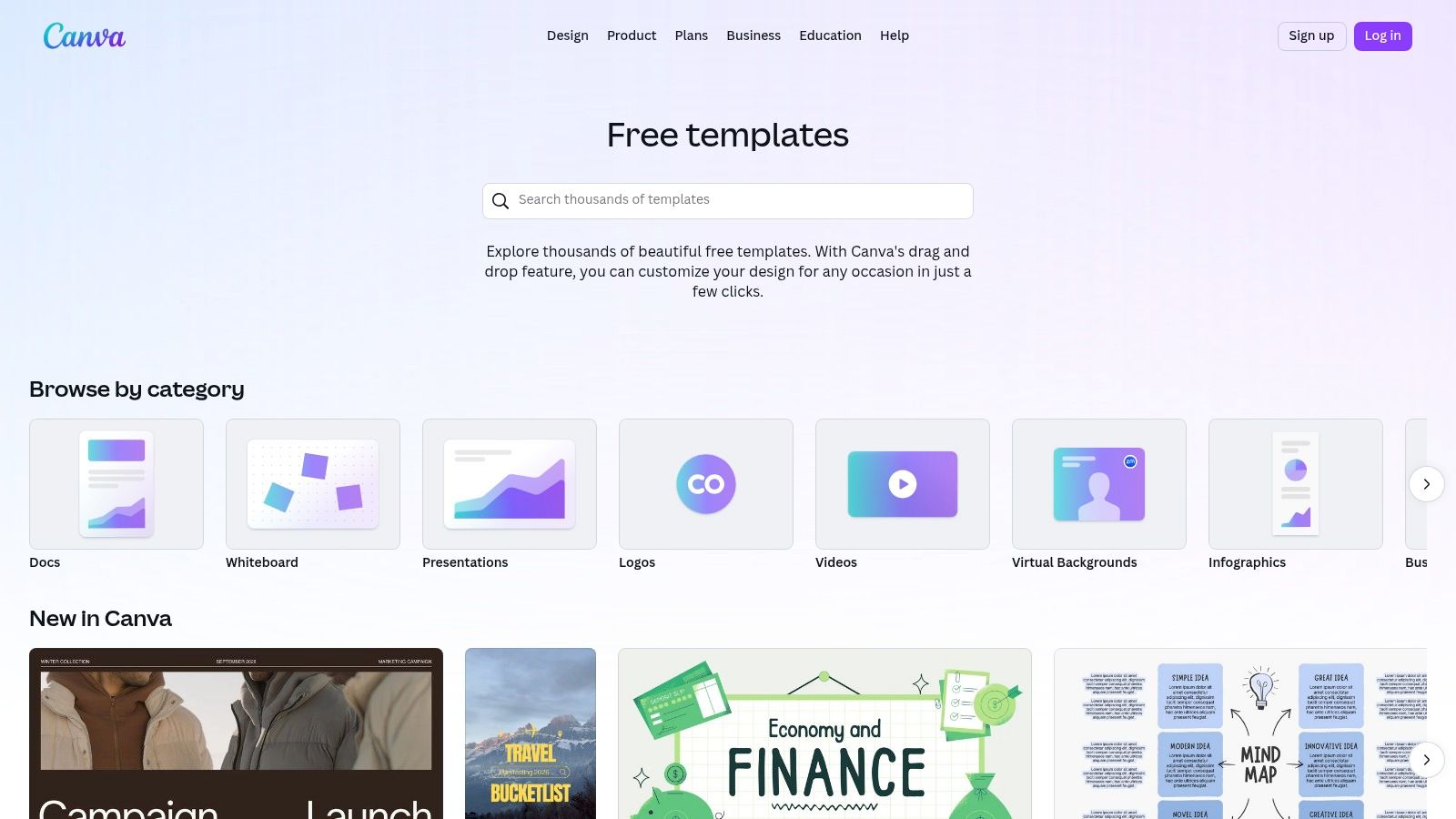 A screenshot of the Canva website showcasing various portfolio templates available for customization.